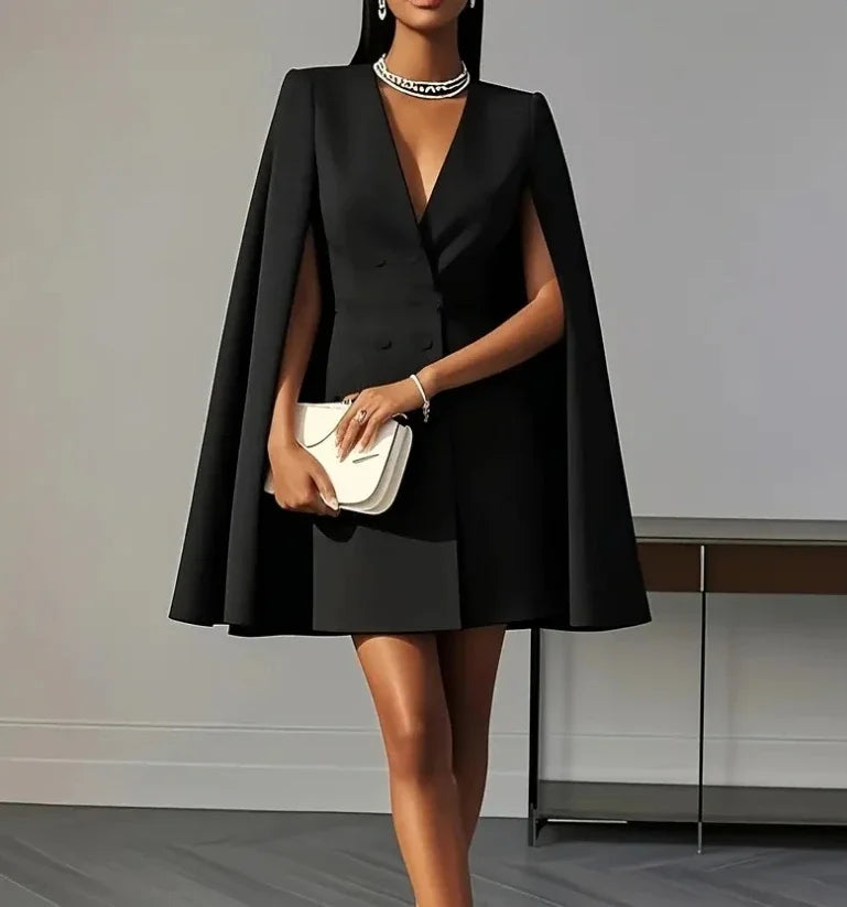 Women's Double Breasted Cape Sleeves Blazer Dress | Mini