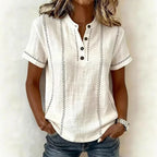 Women's Textured Button Blouse | Short Sleeves