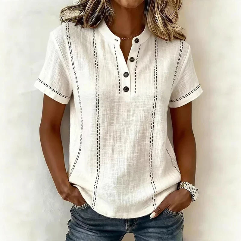 Women's Textured Button Blouse | Short Sleeves