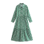 Women’s A-Line Printed Flared Shirt Dress | Midi