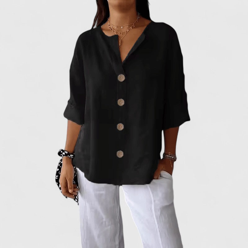 Women's Elegant Button Up Short Sleeves Blouse | Summer
