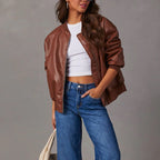 Women's Oversized Winter Bomber Jacket | Zip Up