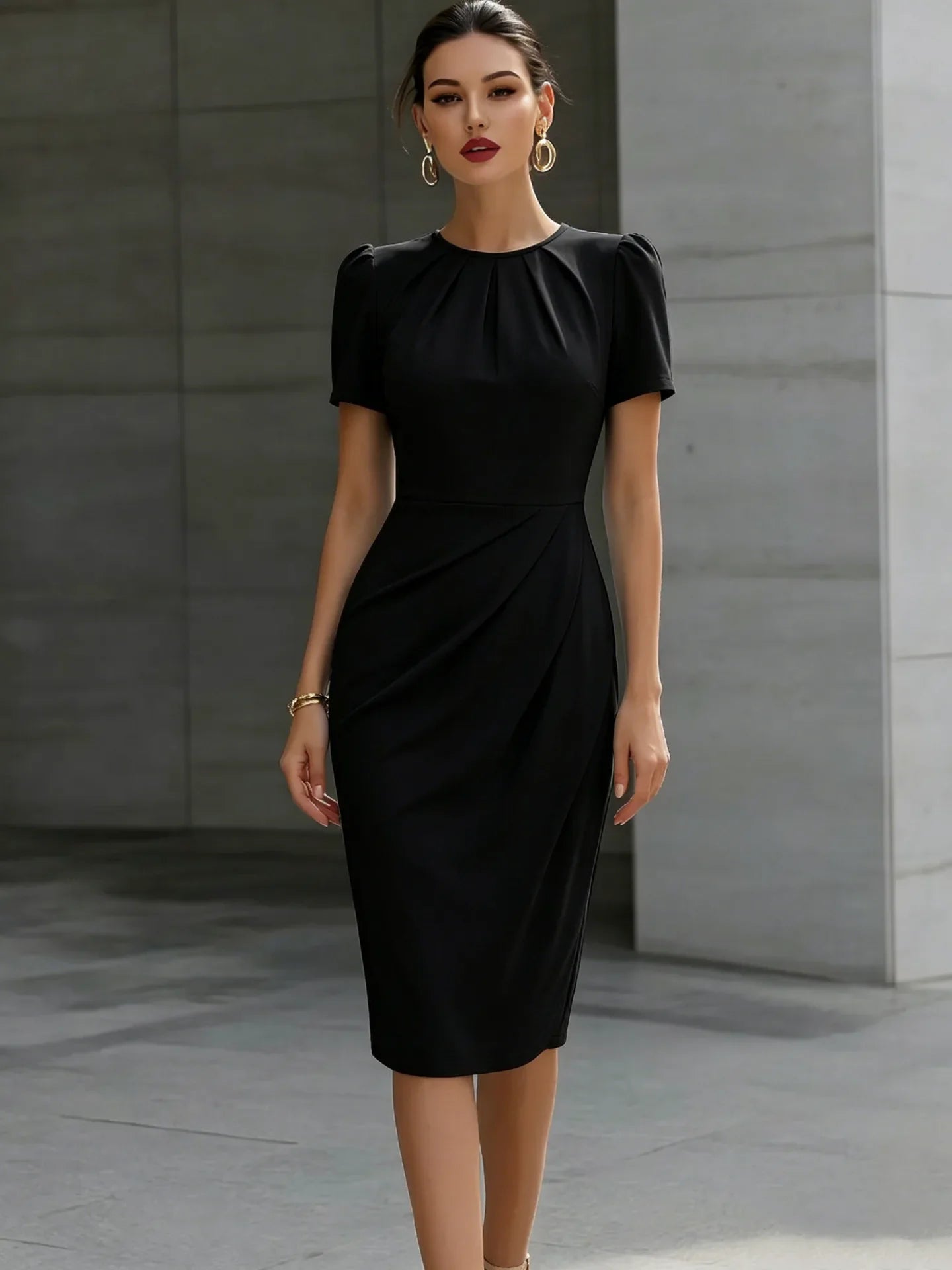 Women's Formal Waist Cinched Dress | Midi
