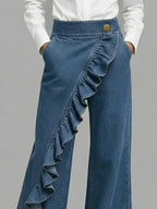 Women's Casual Ruffle Jeans | Wide Leg