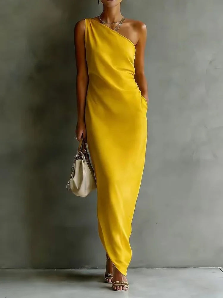Women's One Shoulder Elegant Dress | Maxi