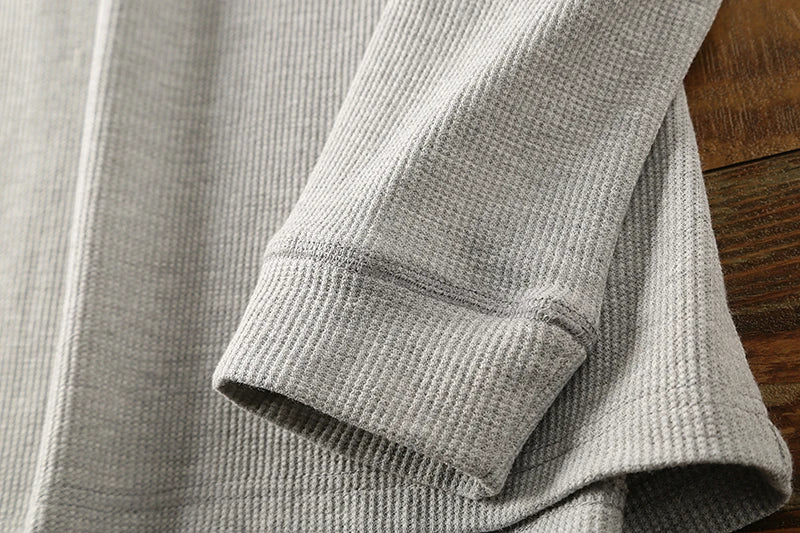 Men's Ribbed Button Up Henley Shirt | Long Sleeve