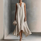 Women's Split Neck Flowy Dress | Midi