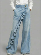Women's Casual Ruffle Jeans | Wide Leg