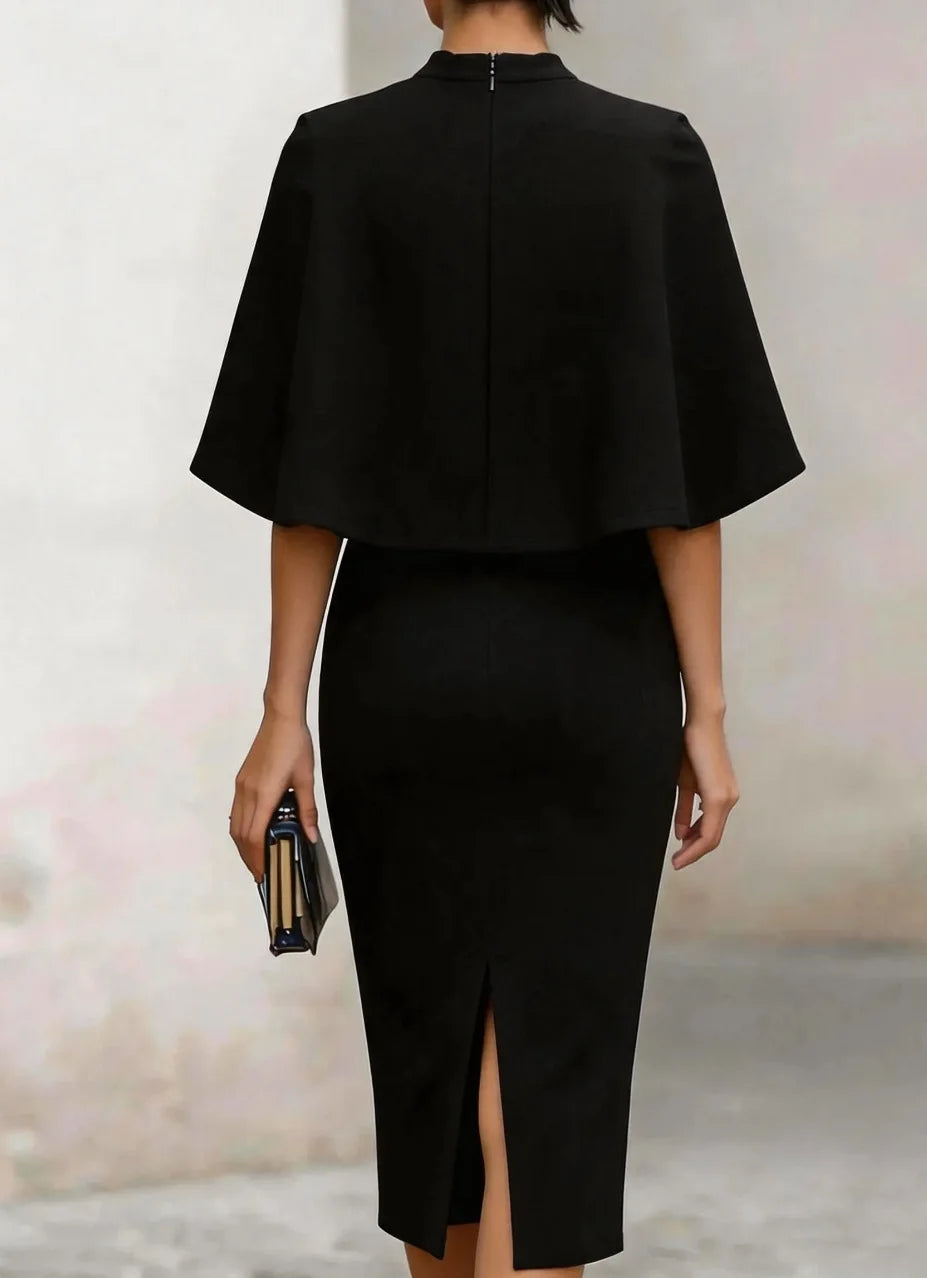 Women's Cape Sleeves Dress | Midi