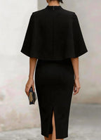 Women's Cape Sleeves Dress | Midi