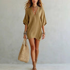 Women's Split Neck Summer Dress | Mini