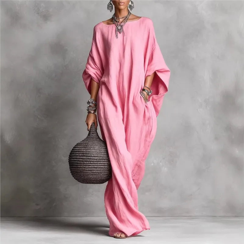 Women's Loose Fit batwing Sleeves Casual Dress | Maxi