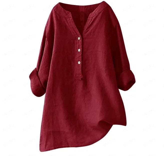 Women's Henley Asymmetric Hem Blouse | Summer