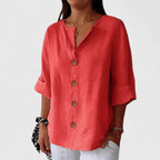 Women's Elegant Button Up Short Sleeves Blouse | Summer