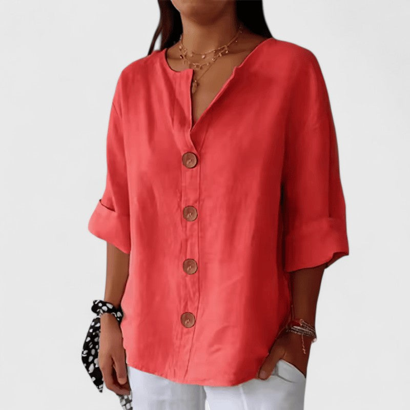 Women's Elegant Button Up Short Sleeves Blouse | Summer