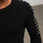 Men’s Ribbed Crew Neck Sweater | Printed Sleeves