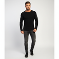 Men’s Ribbed Crew Neck Sweater | Printed Sleeves
