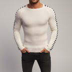 Men’s Ribbed Crew Neck Sweater | Printed Sleeves