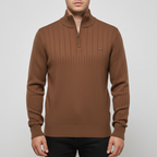 Men’s Ribbed Quarter Zip Sweater | Stand Collar
