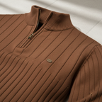 Men’s Ribbed Quarter Zip Sweater | Stand Collar