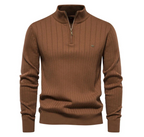 Men’s Ribbed Quarter Zip Sweater | Stand Collar