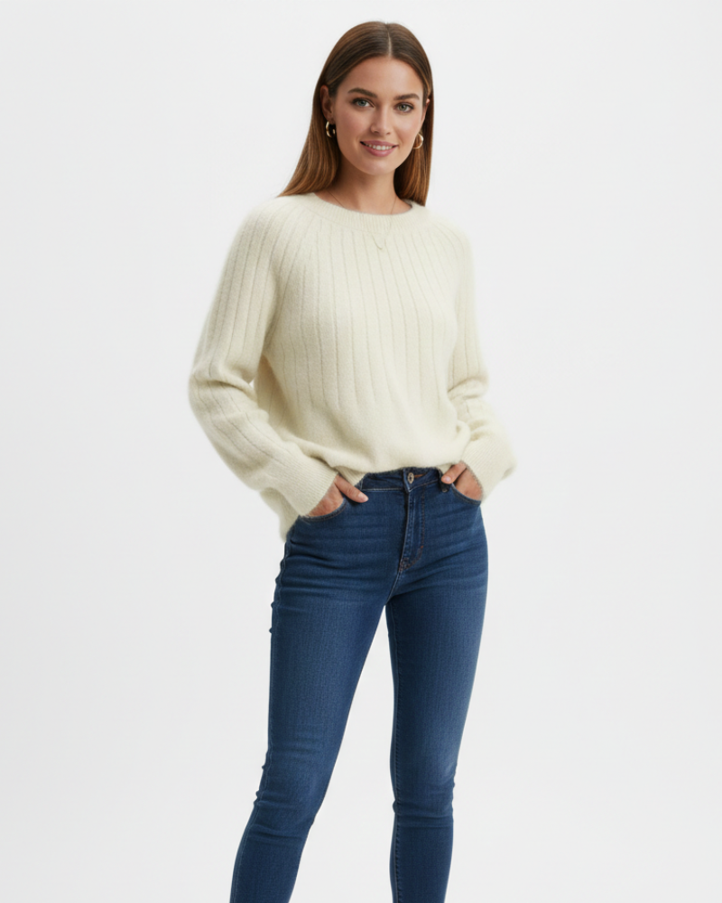 Women's Crew Neck Knit Sweater | Oversized