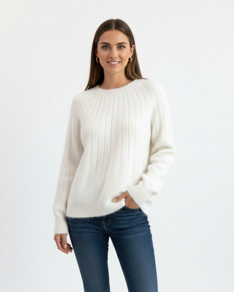 Women's Crew Neck Knit Sweater | Oversized