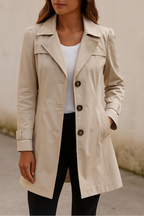 Women's Elegant Notch Lapel Trench Coat | Tailored