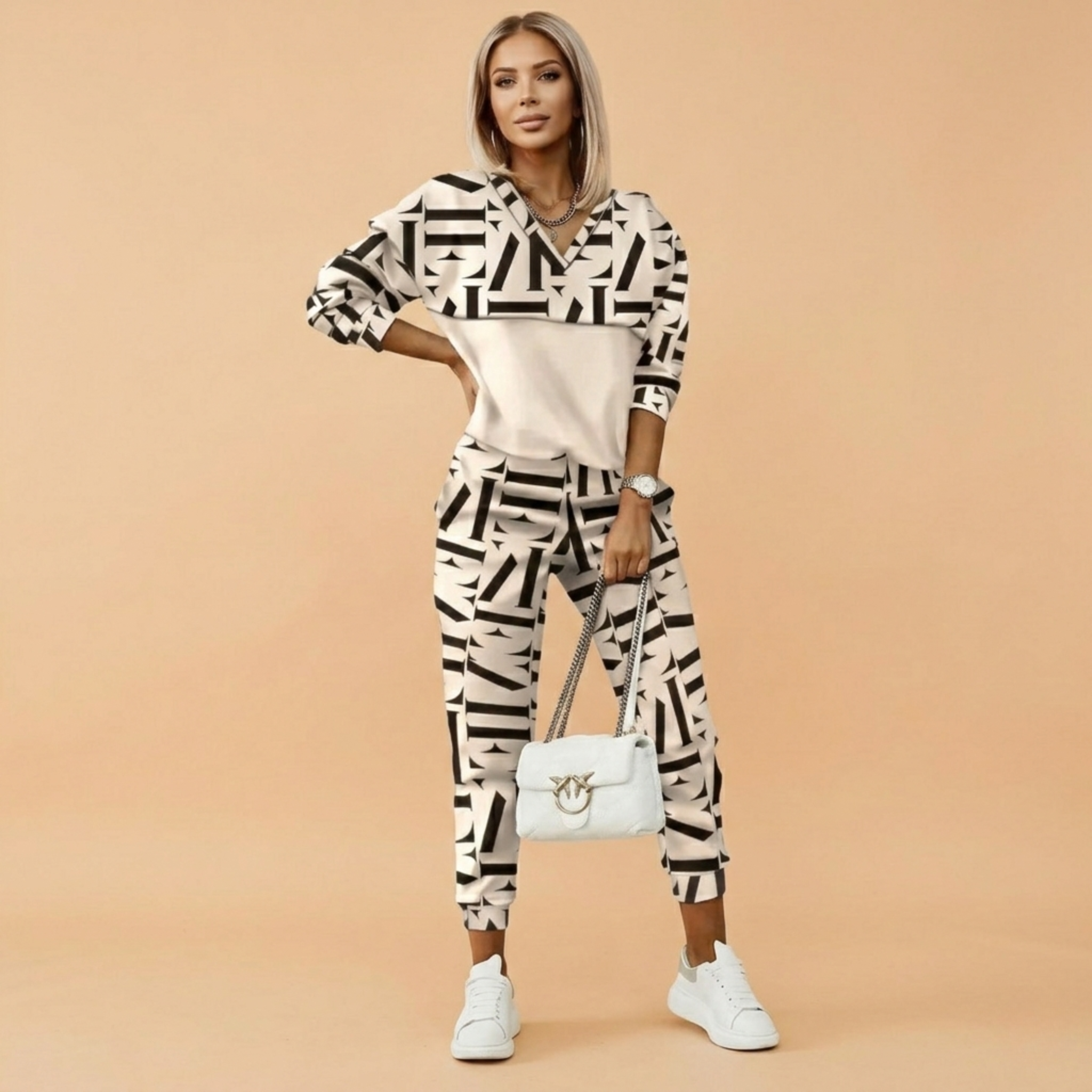 Women’s Geometric Print Casual Set | Two Piece