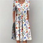 Women's Floral Printed Flared A-Line Summer Dress | Midi