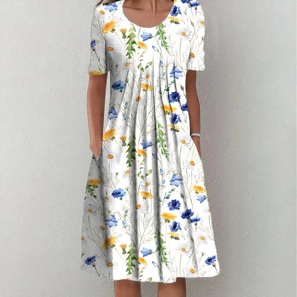 Women's Floral Printed Flared A-Line Summer Dress | Midi