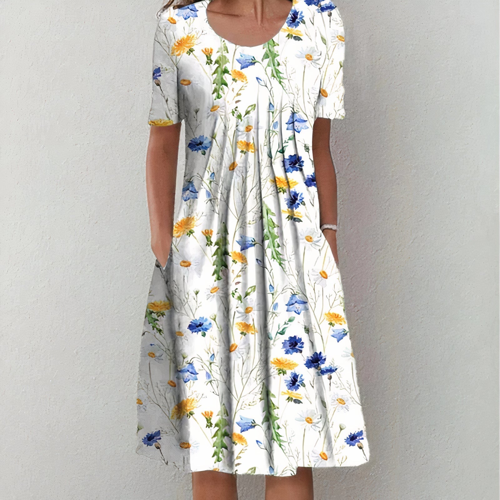 Women's Floral Printed Flared A-Line Summer Dress | Midi