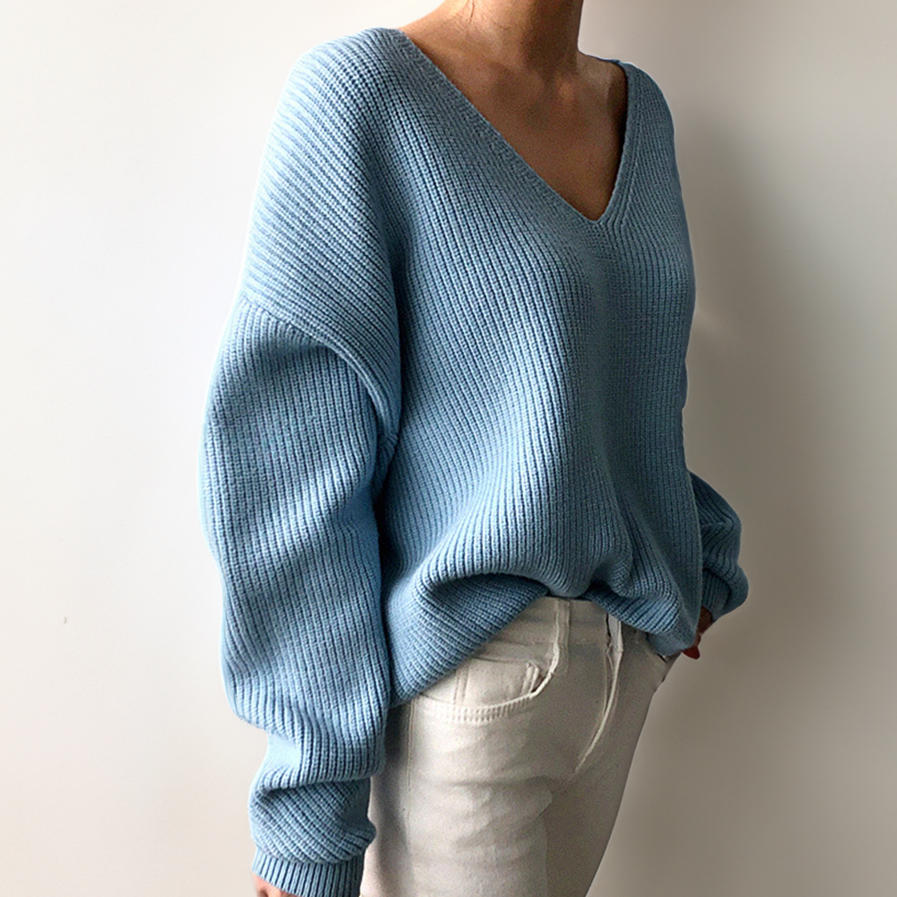 Women's Ribbed V-Neck Knit Sweater | Casual