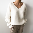 Women's Ribbed V-Neck Knit Sweater | Casual