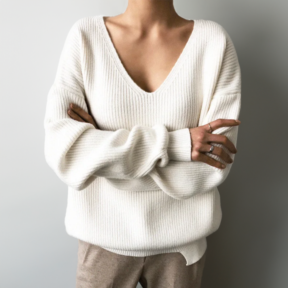 Women's Ribbed V-Neck Knit Sweater | Casual
