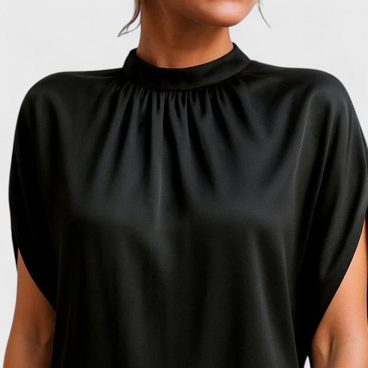 Women's Black Mock Neck Evening Party Dress | Mini
