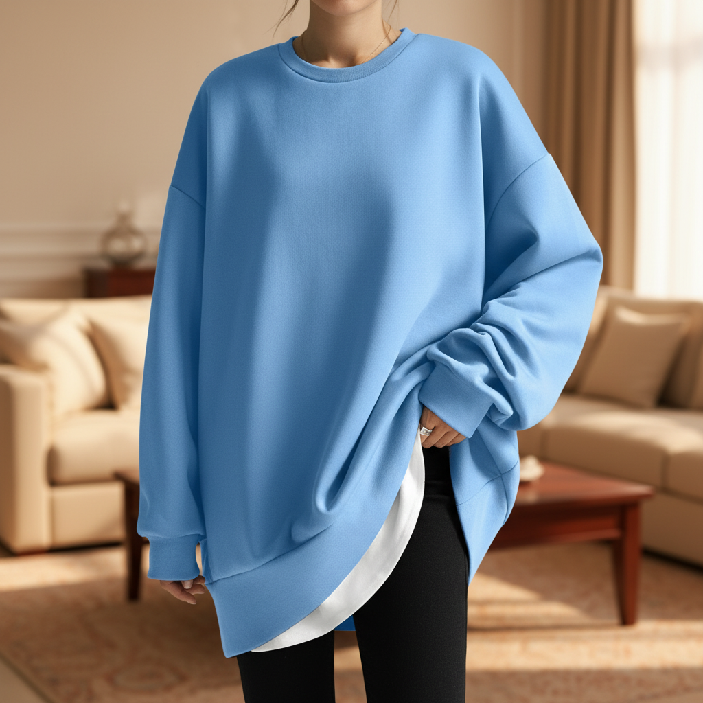 Women’s Stylish Crew Neck Sweatshirt | Dropped Shoulders