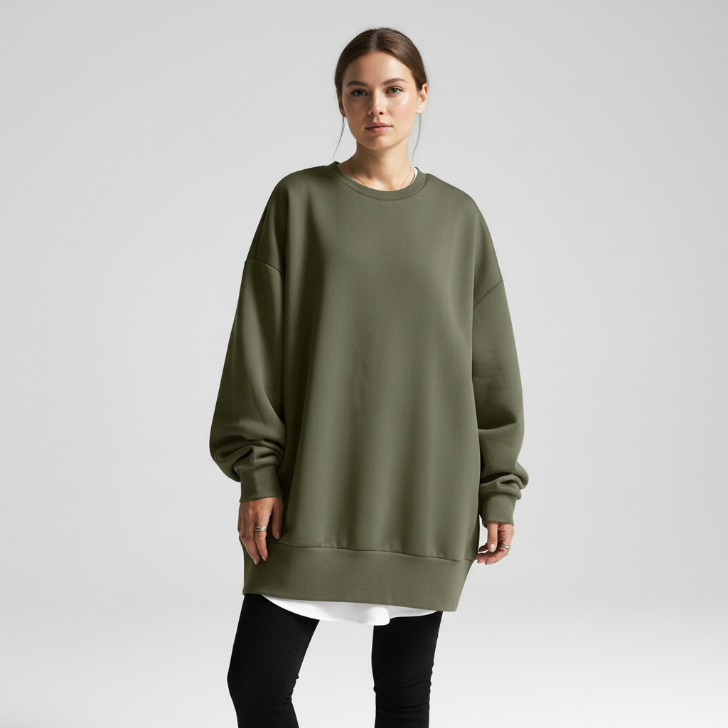Women’s Stylish Crew Neck Sweatshirt | Dropped Shoulders