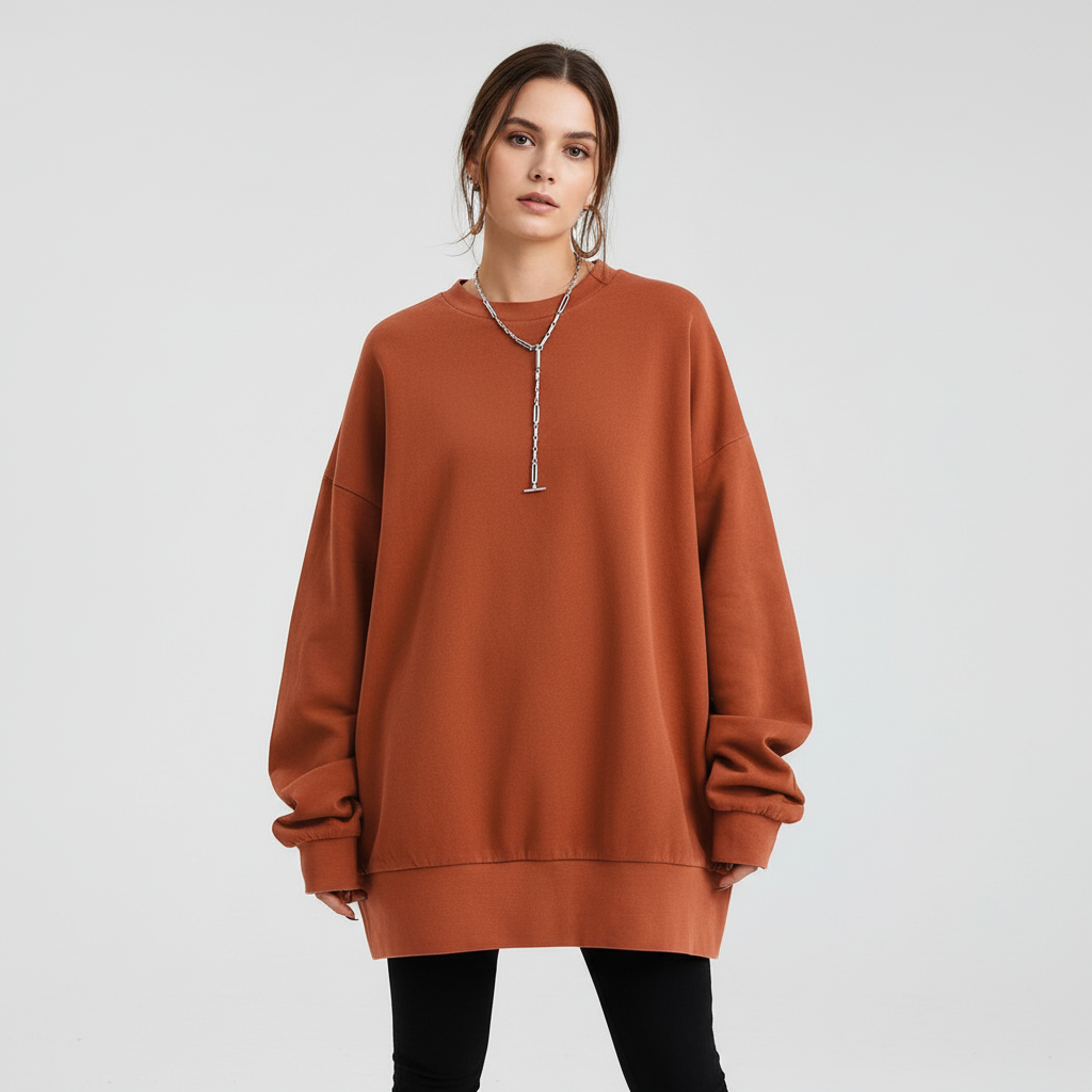 Women’s Stylish Crew Neck Sweatshirt | Dropped Shoulders