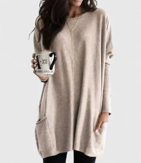Women's Long Round Neck Knit Sweater | Oversized