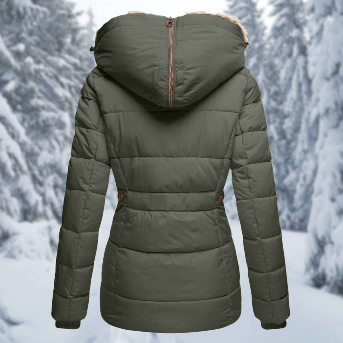 Women's Long Button Puffer Jacket | Winter