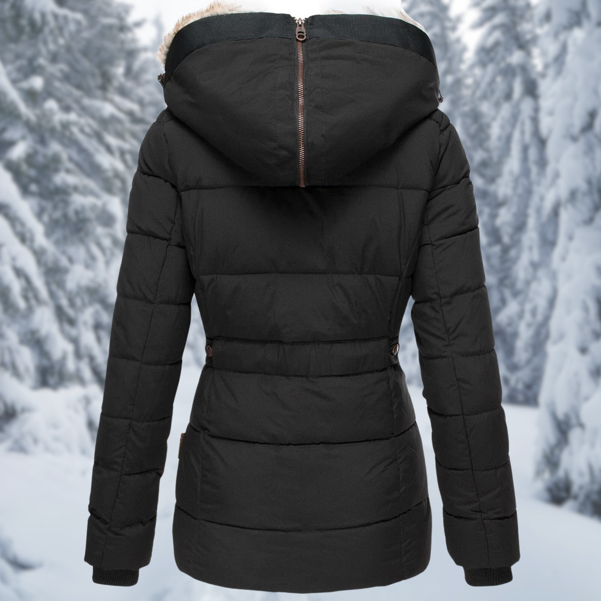 Women's Long Button Puffer Jacket | Winter