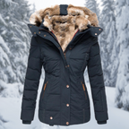 Women's Long Button Puffer Jacket | Winter