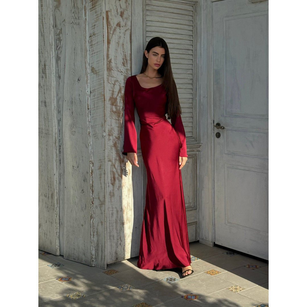 Women's Elegant Long Sleeve Evening Dress | Maxi