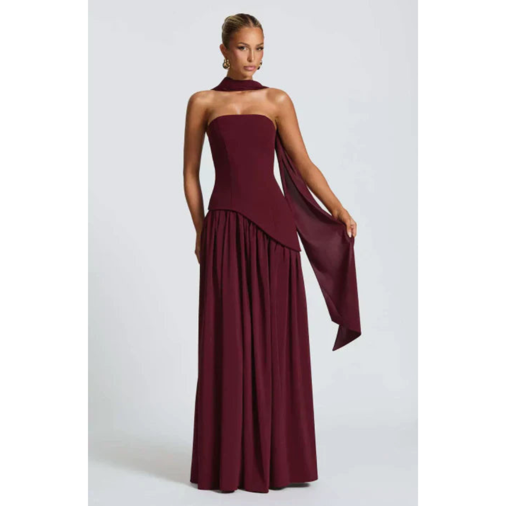 Women's Elegant Wedding Guest Strapless Dress | Maxi