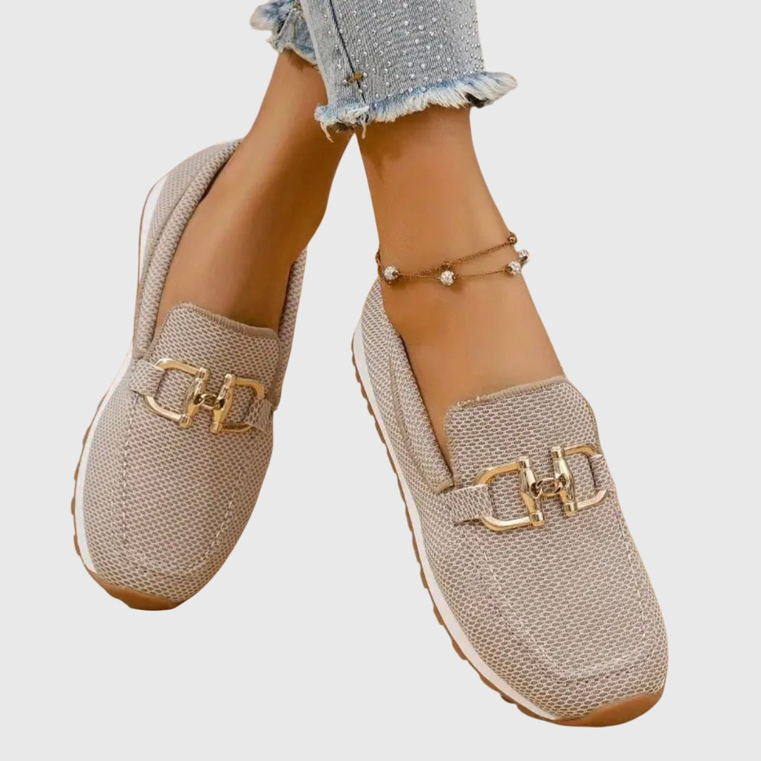 Women's Casual Buckle Detail Work Flat Loafers | Slip On