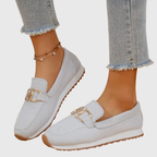 Women's Casual Buckle Detail Work Flat Loafers | Slip On