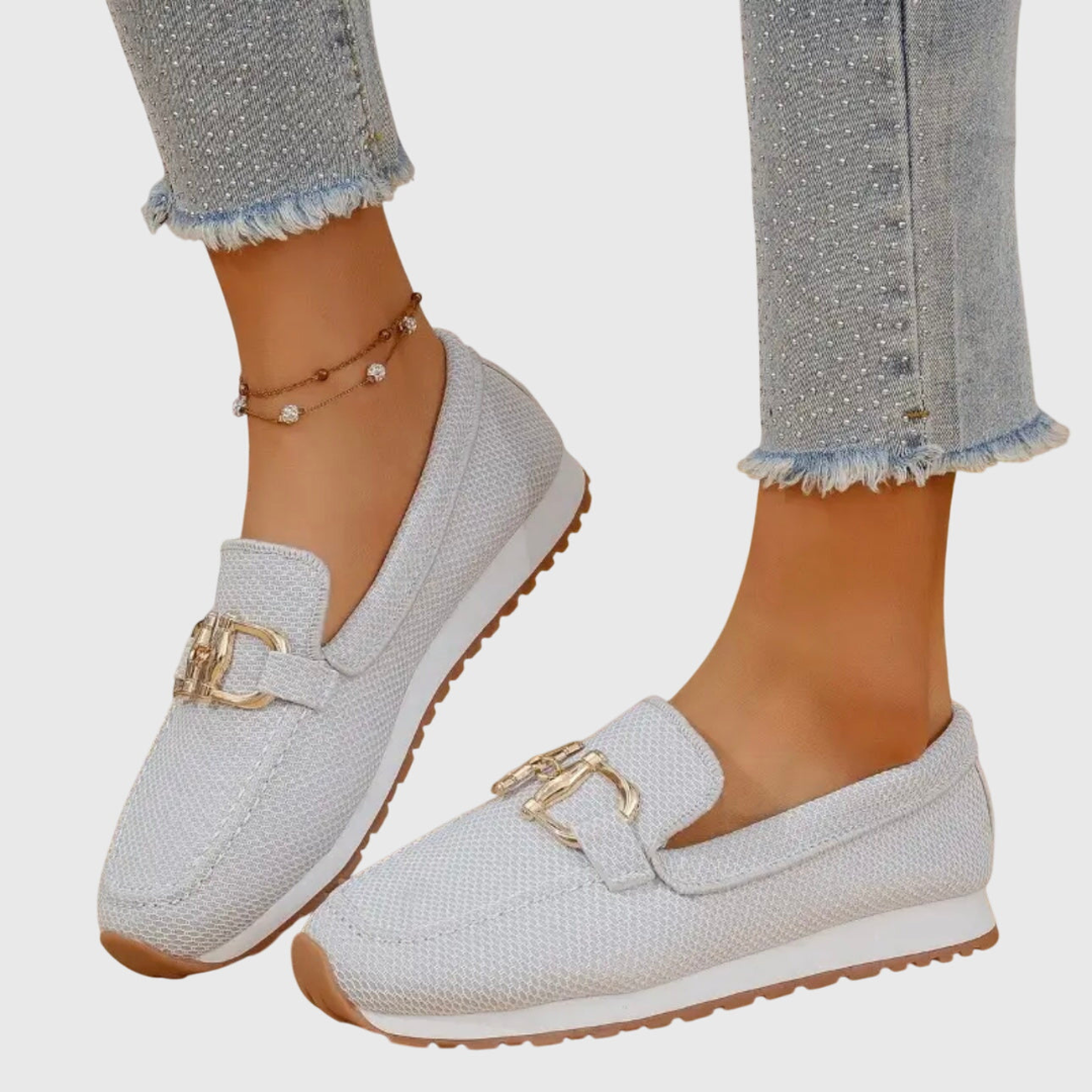 Women's Casual Buckle Detail Work Flat Loafers | Slip On