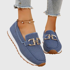 Women's Casual Buckle Detail Work Flat Loafers | Slip On