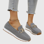 Women's Casual Buckle Detail Work Flat Loafers | Slip On